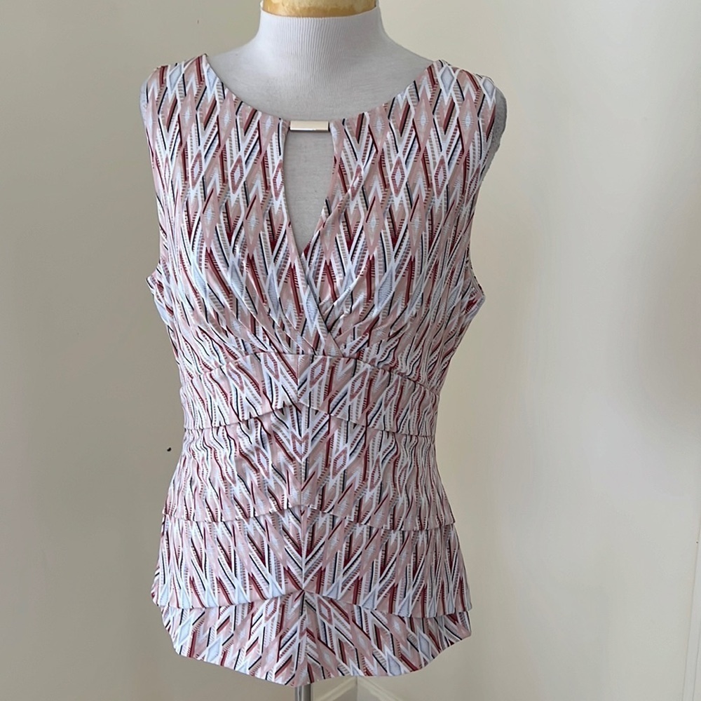 New! White House black market large tiered sleeveless blouse.